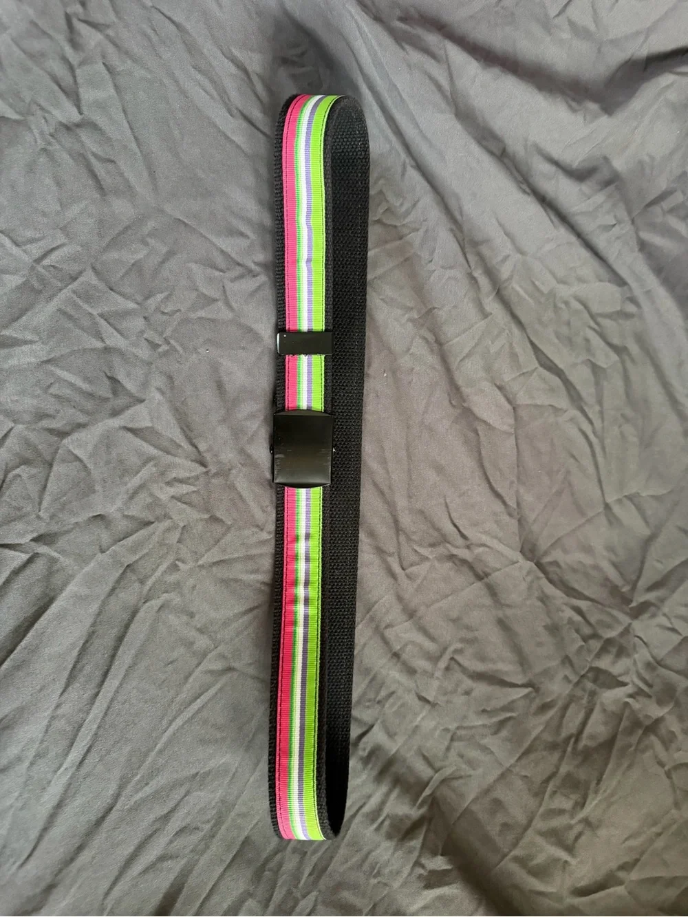 Black Belt with Neon Pink & Lime Green Stripes